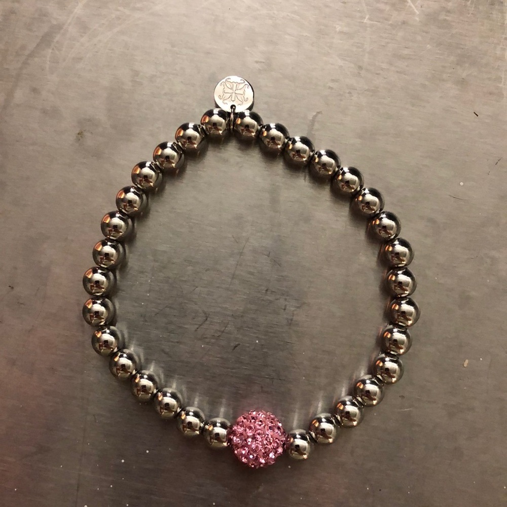 Rustic Cuff silver and pink bracelet